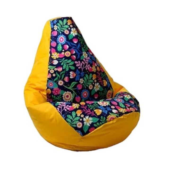 Pouf fotel Sako para, Go Gift, Oxford/polisztirol, 105x80 cm, SárgaMulticolor