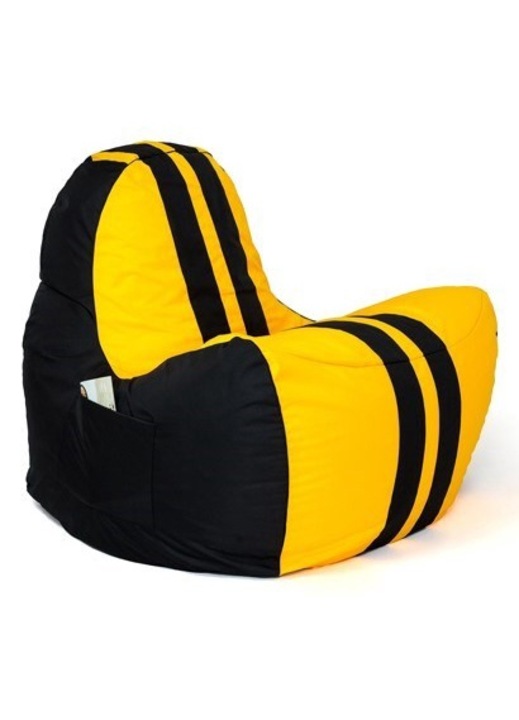 Fotel puffadással, Go Gift, Sako, Ferrari, 140x100cm, fekete/sárga