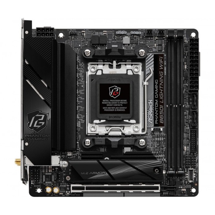 Placa de baza mini-ITX, Asrock, SATA III, Procesor AMD Ryzen 7000, Negru