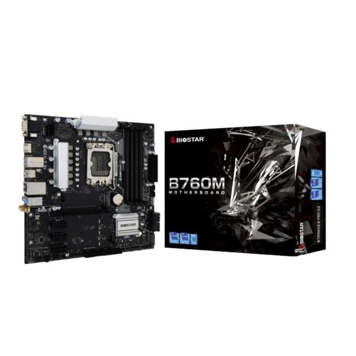 Дънна платка, Biostar, SATA III, процесор Intel, 128 GB, черен