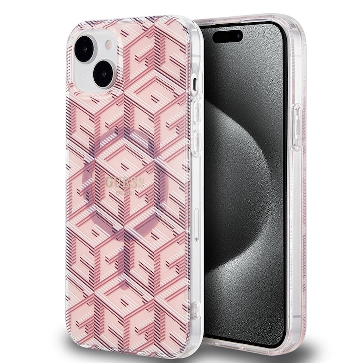 IPhone 15 Plus / iPhone 14 Plus tok - Guess IML GCube MagSafe (GUHMP15MHGCUSTGP) - rózsaszín