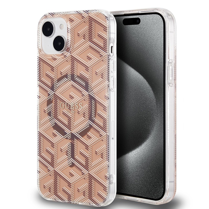 Tok iPhone 15 Plus / iPhone 14 Plus készülékekhez - Guess IML GCube MagSafe (GUHMP15MHGCUSTGW) - Barna