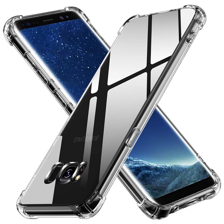 Husa Clear Anti-Soc pentru Samsung Galaxy S8 Plus, Protectie Colturi AirBag, Rezisntenta Socuri si Zgarieturi, Design Slim, Transparenta