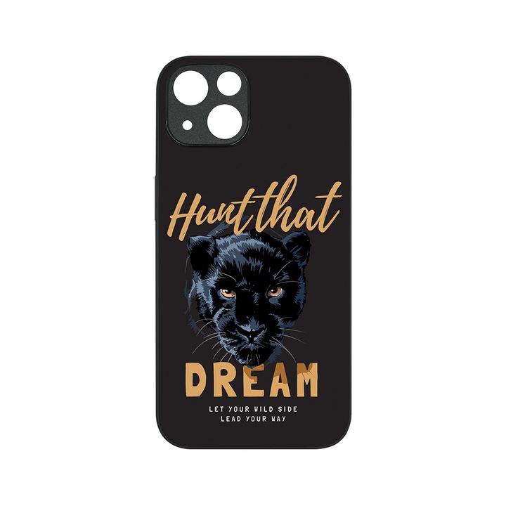 Husa BestCase® Slim Glassy, Compatibila Cu Apple iPhone 13, Hunt That Dream!, HD Colors, Protectie camera, Margini ridicate pentru protectia ecranului, G 1303
