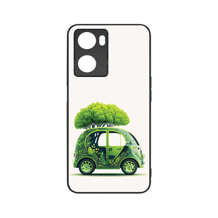 Husa BestCase® Slim Glassy, Compatibila Cu OPPO A57 4G / A57s, Go Green Electric Car, HD Colors, Protectie camera, Margini ridicate pentru protectia ecranului, G 1373