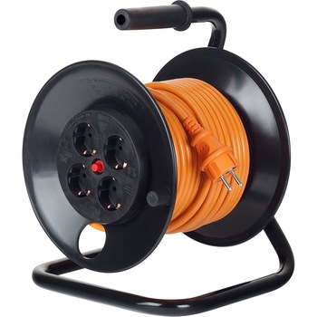 Prelungitor cu tambur Bachmann 4 prize Schuko, cordon HO5VV-F 3G1.5, 50m, Orange Prelungitor cu tambur Bachmann 4 prize Schuko, cordon HO5VV-F 3G1.5, 50m, Orange