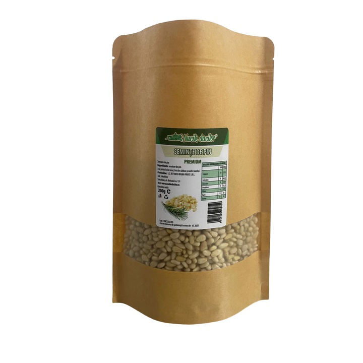 Seminte de pin naturale 200 gr – gust rafinat, sanatos si hranitor, ambalaj SmartZip resigilabil