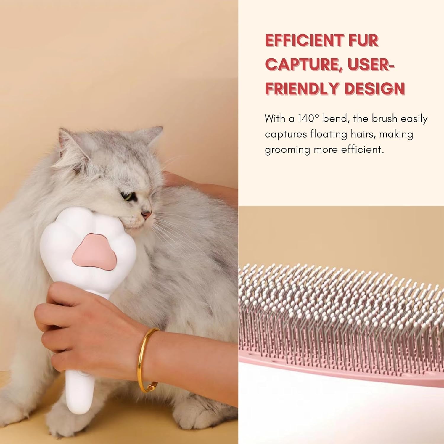 Perie pentru pisici, Profesionala, Crem/Roz - eMAG.ro