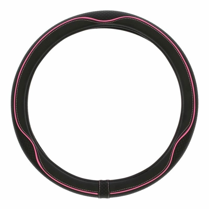 Husa volan 37-39cm, imitatie piele, neagra cu cusatura roz, CENTAURO, 2505CPK SwissDrive