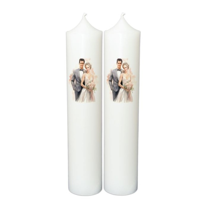 Lumanari Nunta Mire si Mireasa Blonzi H35cm D7cm