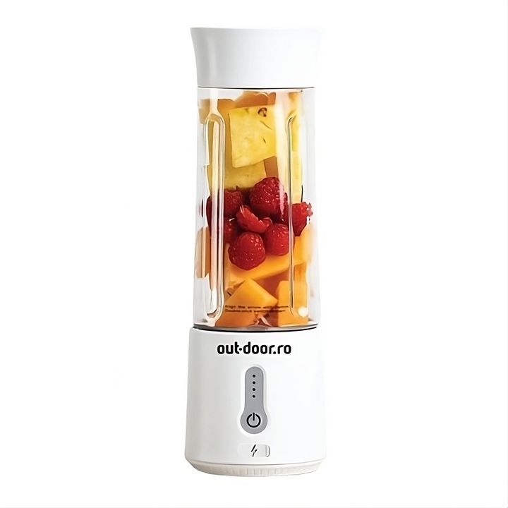 Mini blender portabil, 500ml, Baterie 4000mAH, Multifunctional, Smoothie maker, Alb