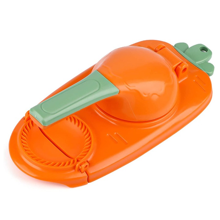 Model profesional 2 in 1 pentru a face paste umplute de casa, rulouri si fursecuri, rapid si usor de facut, face delicioase delicii de casa, cu maner ergonomic, ravioli 7 cm mare, 23 x 10 cm - Dumply