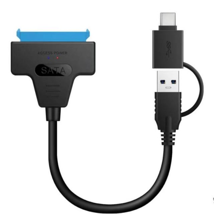 Adaptor USB la SATA, Zaful, Pentru HDD/SSD, 20cm, Negru