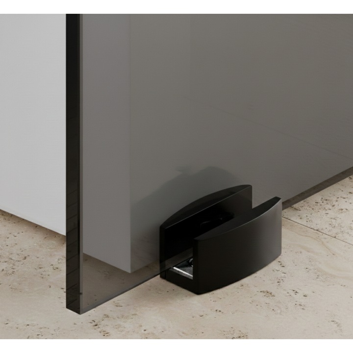 Usa glisanta dubla, Sticla securizata gri de 8 mm, Culisanta, Deschidere in ambele directii, Accesorii Feronerie Negru Mat, 65 + 65 x 215 cm