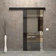 Usa glisanta dubla, Sticla securizata gri de 8 mm, Culisanta, Deschidere in ambele directii, Accesorii Feronerie Negru Mat, 65 + 65 x 215 cm