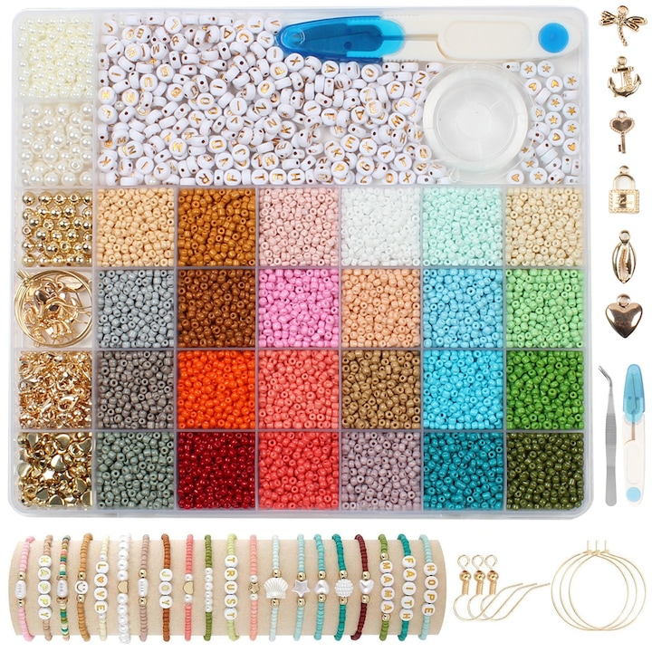 Творчески комплект гривни „направи си сам“, MunDeir®, 12810 части, многоцветни