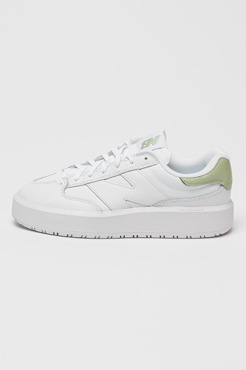 New Balance, Кожени спортни обувки CT302, Бял/Тъмнозелен
