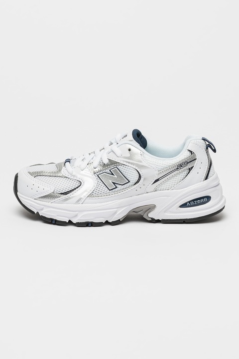 New Balance, Pantofi sport cu insertii de plasa 530, Alb/Argintiu