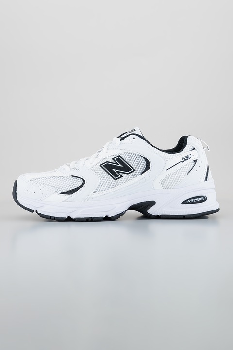 New Balance, Pantofi de plasa cu logo pentru alergare 530, Alb/Negru