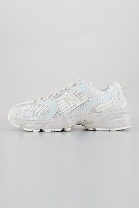 New Balance, Унисекс обувки за бягане 530 с мрежа и еко кожа, Мръснобял/Сребрист