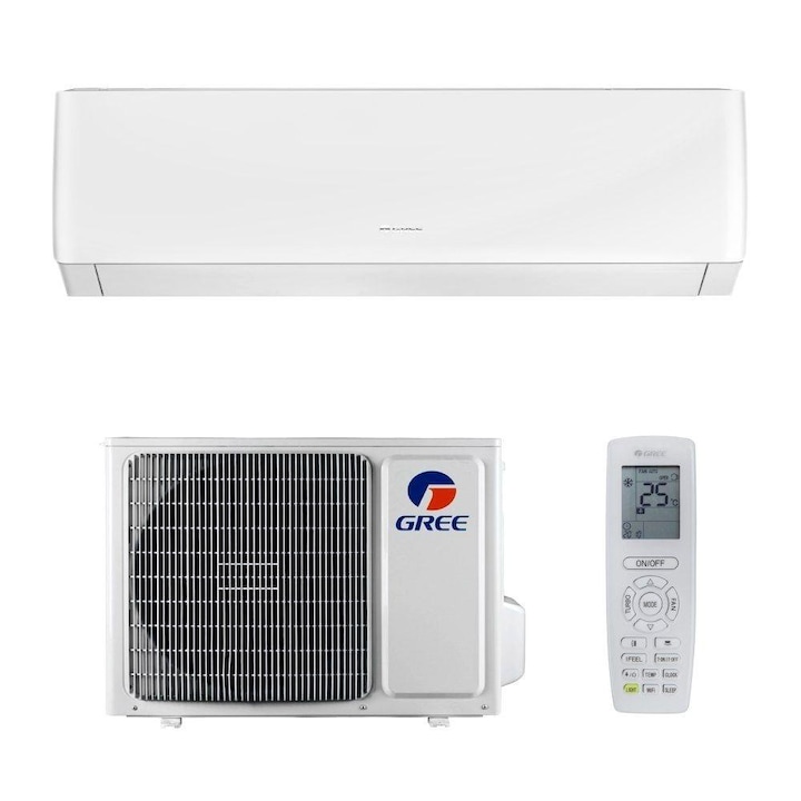 Aparat de aer conditionat Gree Pulsar R32 Inverter GWH09AGAXB-K6DNA1B, model 2024, 9000 BTU, A++/A+, Wi-Fi, Kit instalare incluse, I Feel, Cold Plasma, Afisaj LED Alb