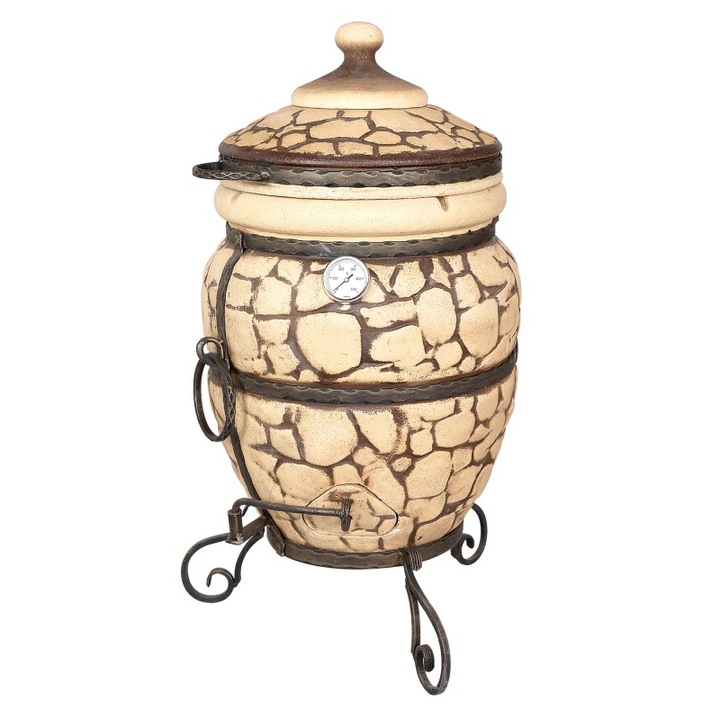 Cuptor tip gratar Tandyr Batur, Tandor, 45l, Alb/Maro