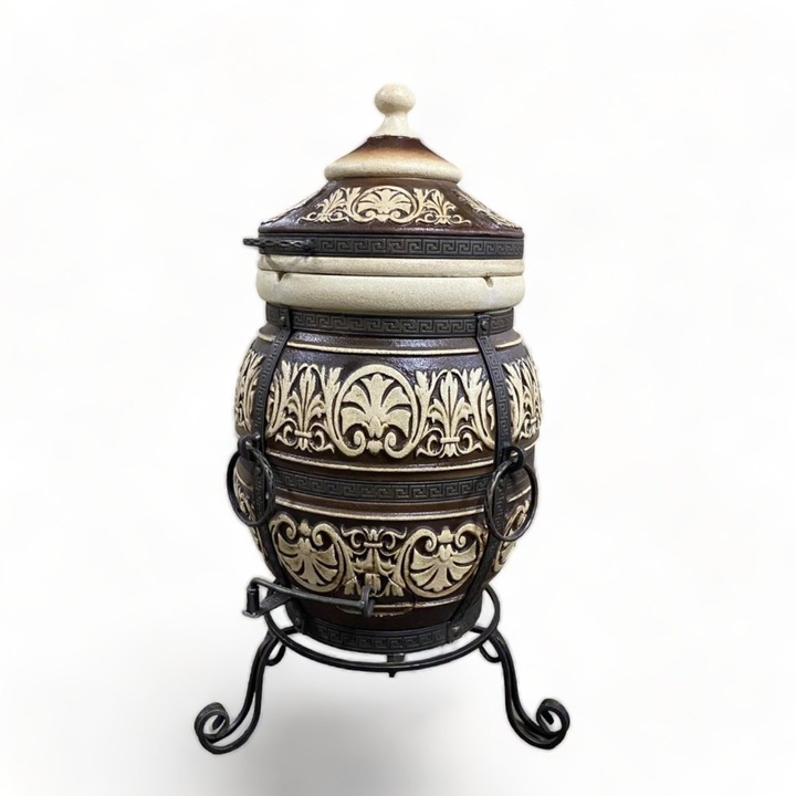 Cuptor tip gratar Tandyr Turin, Tandor, 70 l, Alb/Maro