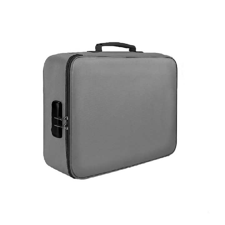 Irat és irattároló tok, kóddal, 24,5x18,5x10cm, szürke