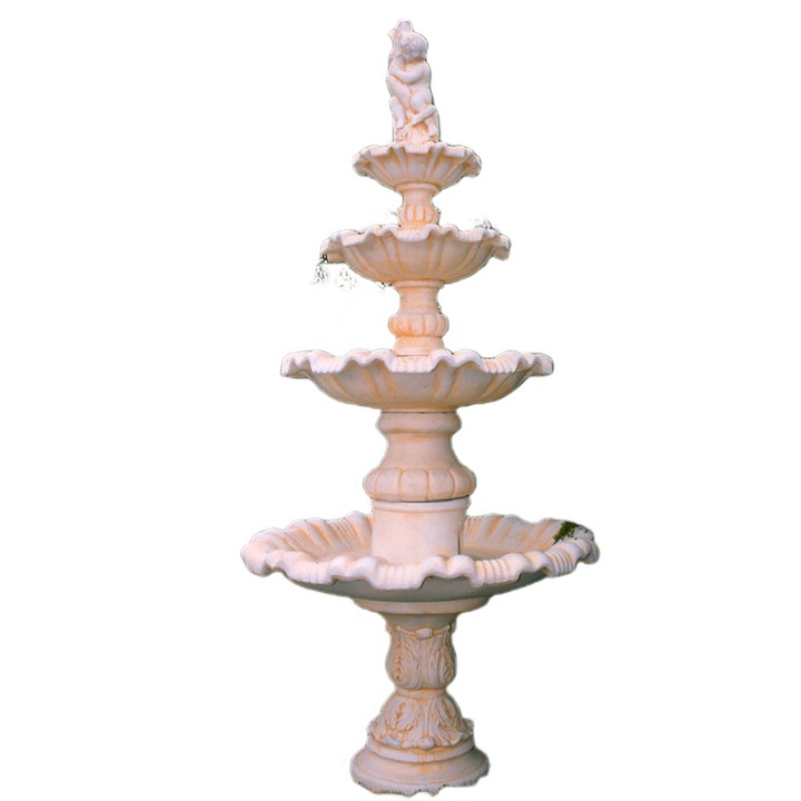 Артезиански фонтан PATRU, декоративен, 1029, за градина / тераса / зала за събития, за екстериор, височина 230 см, антично бяло, включена помпа и лепило