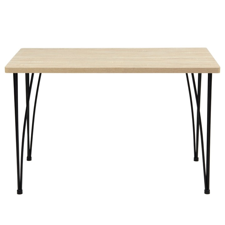 Masa bucatarie/dining MMB HM-ds, dreptunghiulara, 4 persoane, natur + negru, 120 x 75 x 75 cm