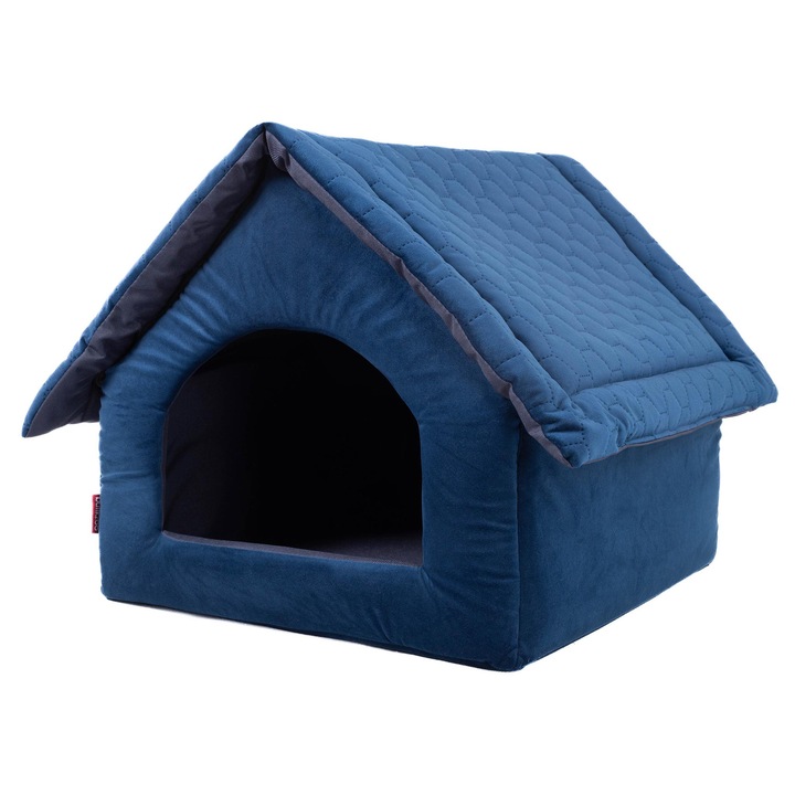 BoutiqueZOO, Pat pentru caini si pisici, XL 55 x 44 x 43 cm, albastru marin, imitatie de piele de caprioara