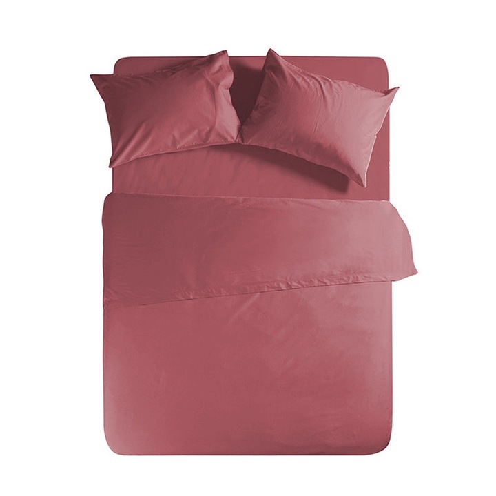 Lenjerie de pat pentru o persoana, Nef Nef, Bumbac, 100x200x30cm, Rosu