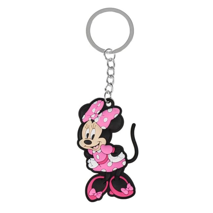 Kulcstartó Minnie figurával, 5 cm, rózsaszín