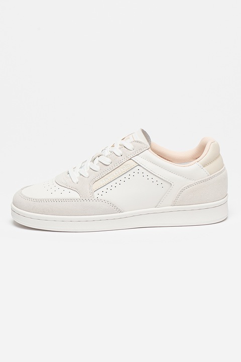 Marc O'Polo, Pantofi sport de piele si piele intoarsa, Alb/Gri, 39