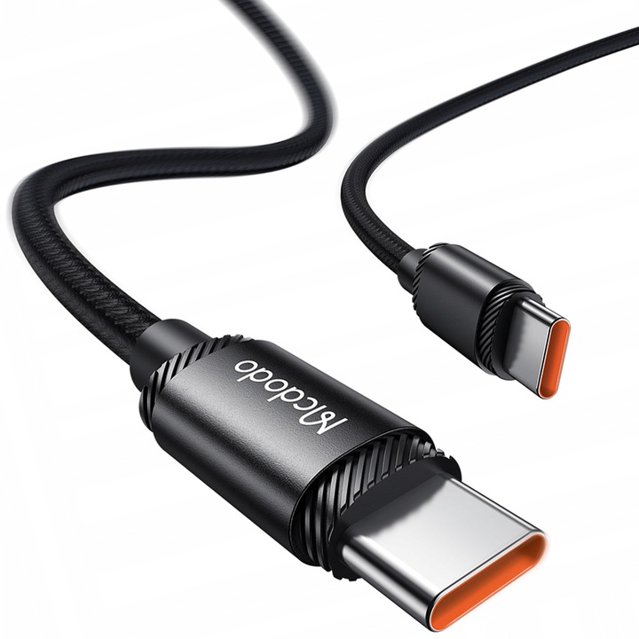Кабел за зареждане универсален, Mcdodo, USB-C - USB-C 5A, бърз 240W, 2M, черен