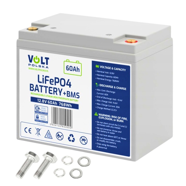 Baterie, Volt Polska, 6Akli06012, Bms Integrat, Greutate Redusa, Utilizare Fara Intretinere, Inaltime: 170mm, Latime: 166mm, Lungime: 198mm