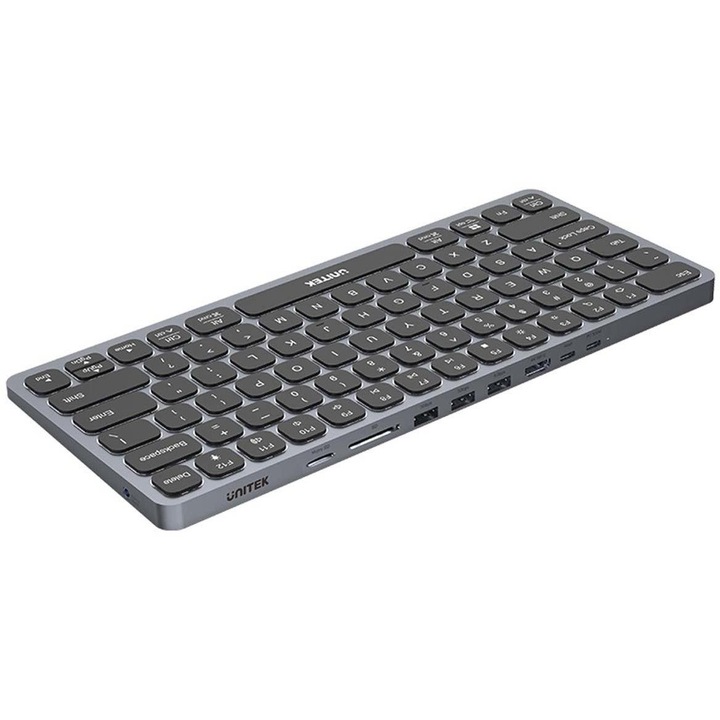 Хъб за клавиатура 9 в 1, Unitek, USB/HDMI, 4K, PD 100W, сив