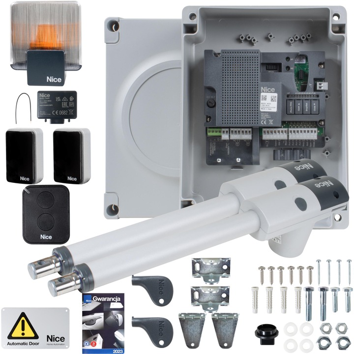 Set Automatizare Porti, Too3000 Era Flor, Actuatoare Telescopice, Unitate De Control Avansata, Sistem Fotocelula, 700 X 100 X 177 mm, Gri/Negru