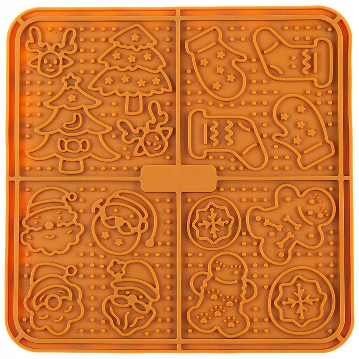 Lick Mat etetőalátét, kutyáknak, macskáknak, tapadókorongokkal, szilikon, barna