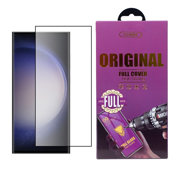 OG üvegvédő Samsung Galaxy S24 Ultra készülékhez, fekete/átlátszó