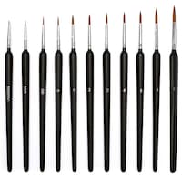 Pensule set pentru miniatura si detaliu, Axroad Mall, Set 11 pensule de precizie, Designul ergonomic, Usor de curatat, Pentru pictura in ulei, acuarela, pictura pe piatra, Lemn/Nylon, 11 diferite dimensiuni, Negru