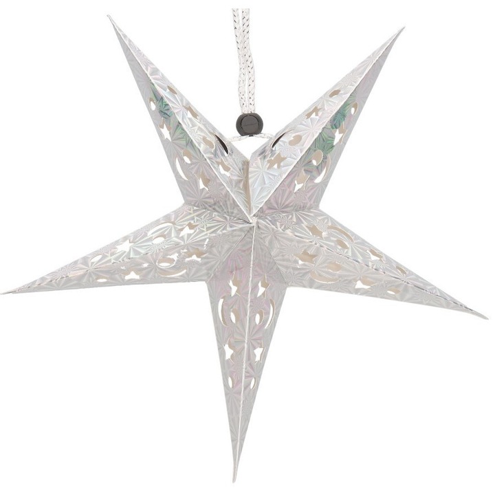 Decoratiune stea, Hartie, 26 cm, Argintiu
