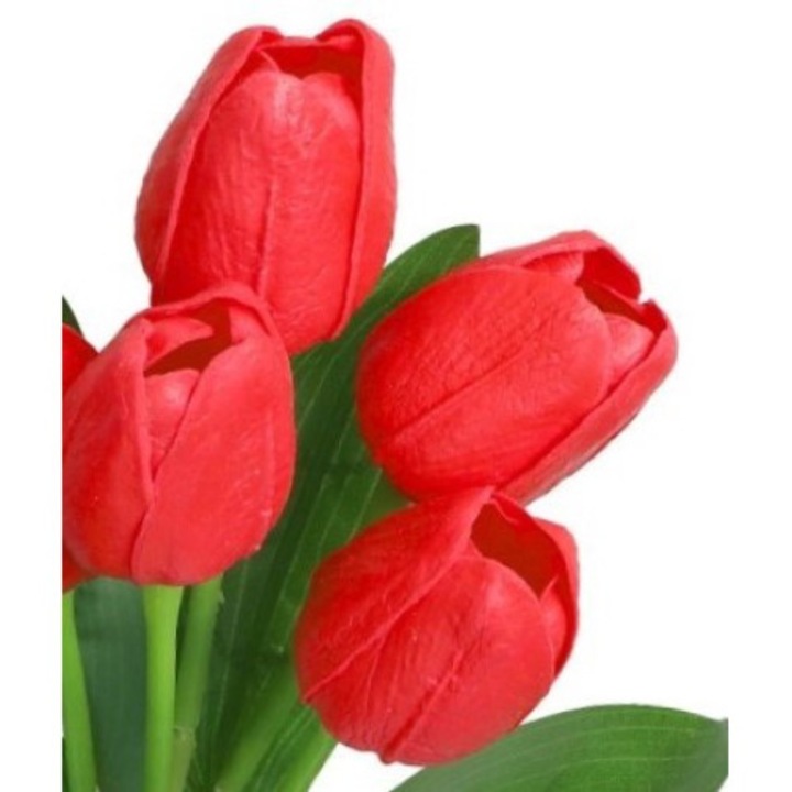 Buchet lalele artificiale, Cauciuc/Plastic, Rosu