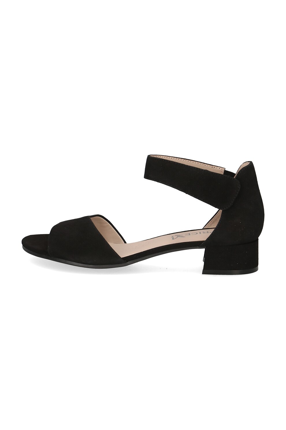 Caprice, Sandale din piele nabuc cu toc masiv, Negru, 38