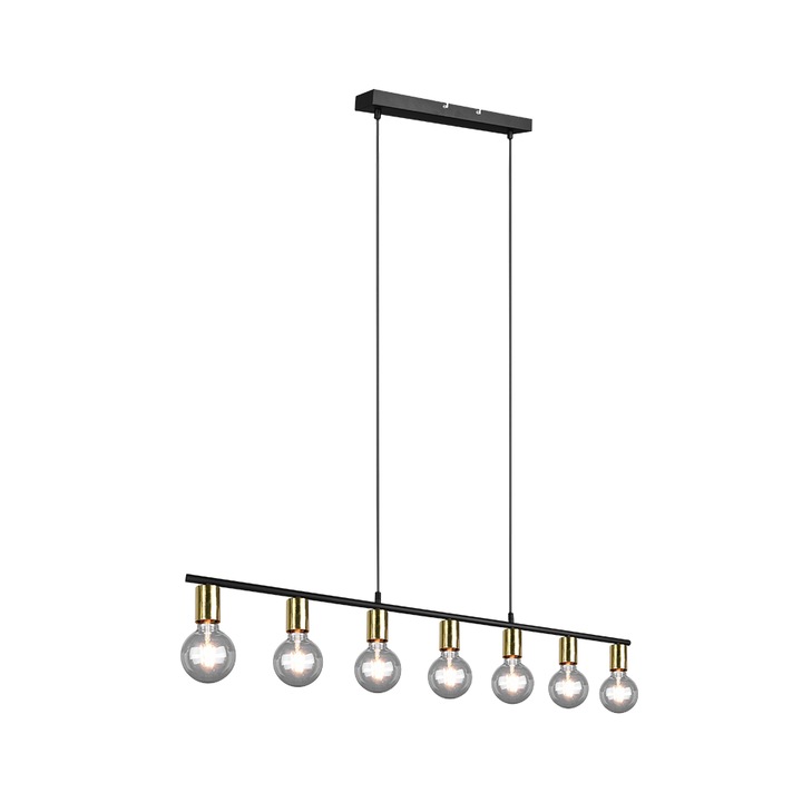 Candelabru modern tip pendul, VANNES, 7 spoturi, Montare plafon, Bronze Mat, Living, Bucatarie