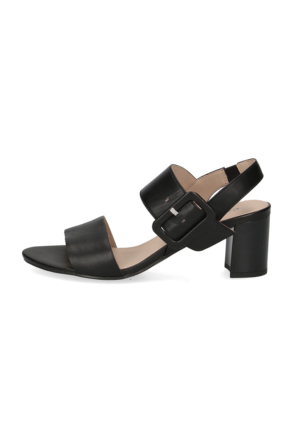 Caprice, Sandale de piele cu toc masiv, Negru, 38