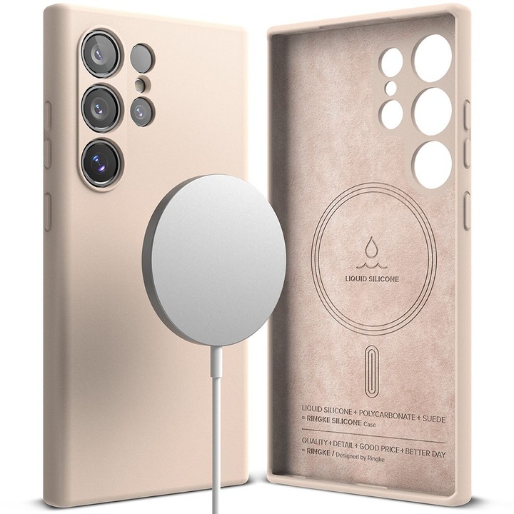 Husa MagSafe pentru Samsung Galaxy S24 Ultra S928, Silicone Magnetic, Xtreme Armor, U1470, Roz