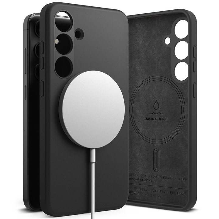 Husa MagSafe pentru Samsung Galaxy S24 S921, Silicone Magnetic, Impact Safe, U1467, Neagra