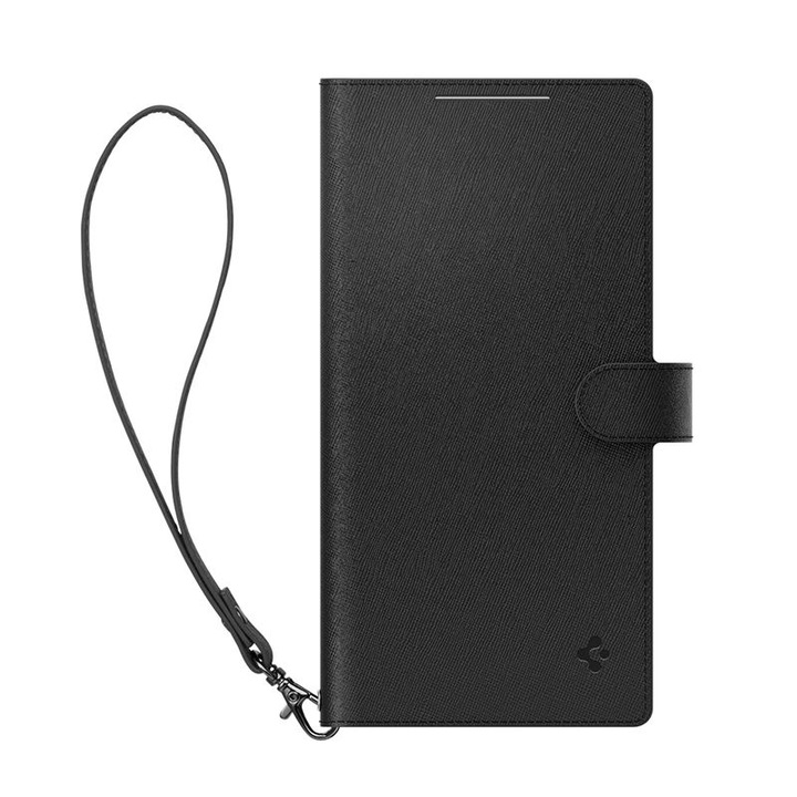 Калъф с кабел Spigen Wallet S Plus съвместим със Samsung Galaxy S24 Ultra Black