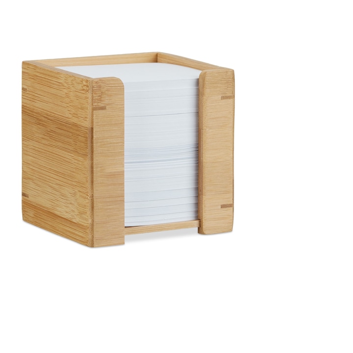 Suport de birou pentru notite, bambus, 10, 5 x 10, 5 x 10, 5 cm